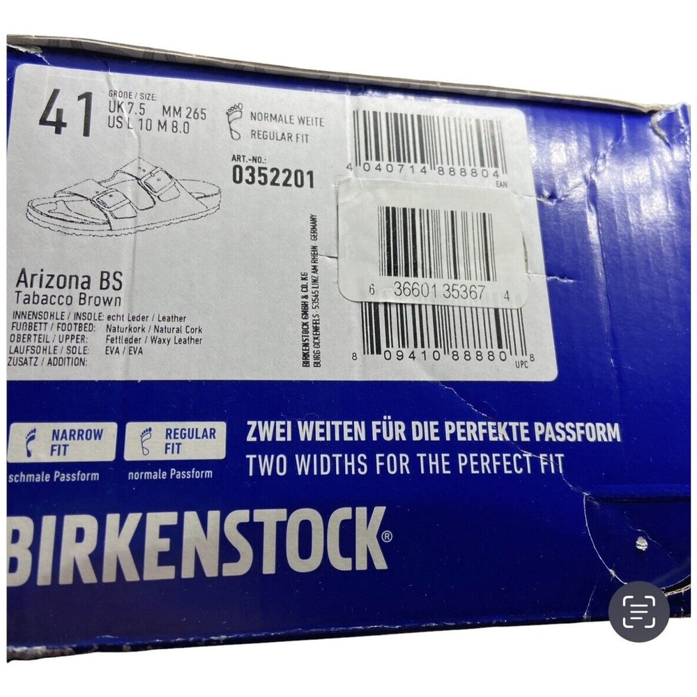 Birkenstock Arizona Tobacco Brown Regular New with Box Size EU 41 Women 10 Men 8 - Picture 2 of 15